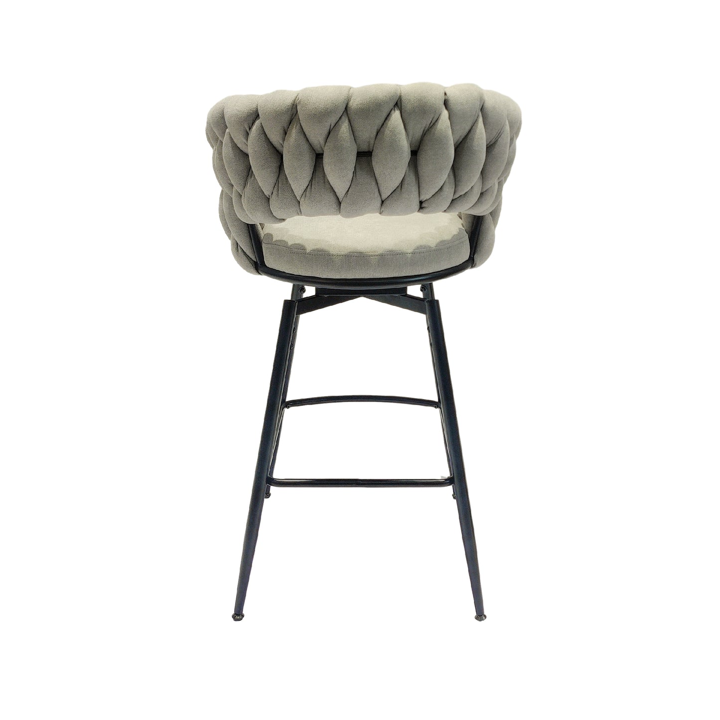 1st Choice Luxurious Grey Linen Swivel Bar Stools with Back Footrest