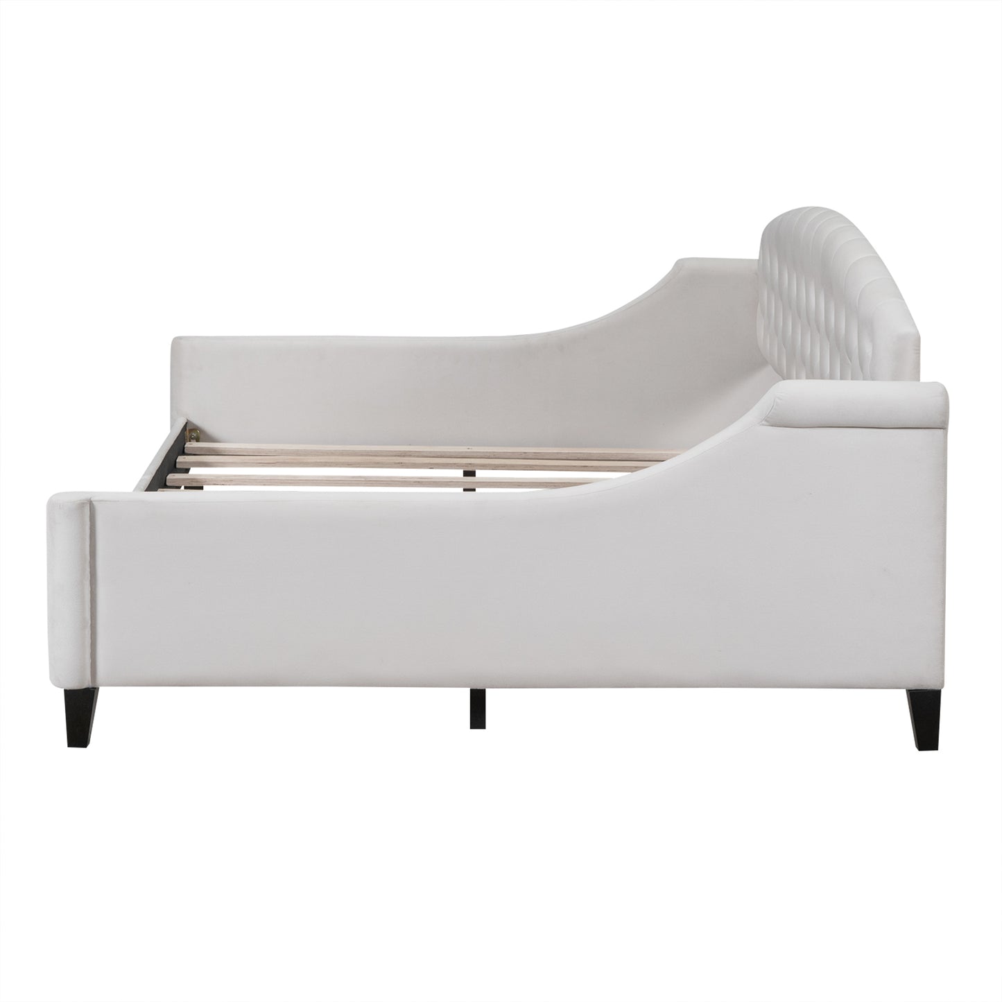 1st Choice Modern Sturdy Luxury Tufted Button Daybed Full in Beige