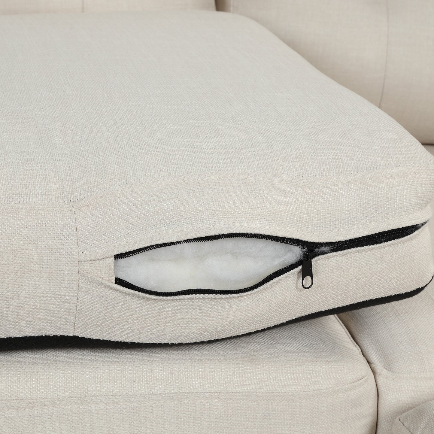 1st Choice Linen Fabric Sofa L Shape Couch with Chaise Lounge in Beige