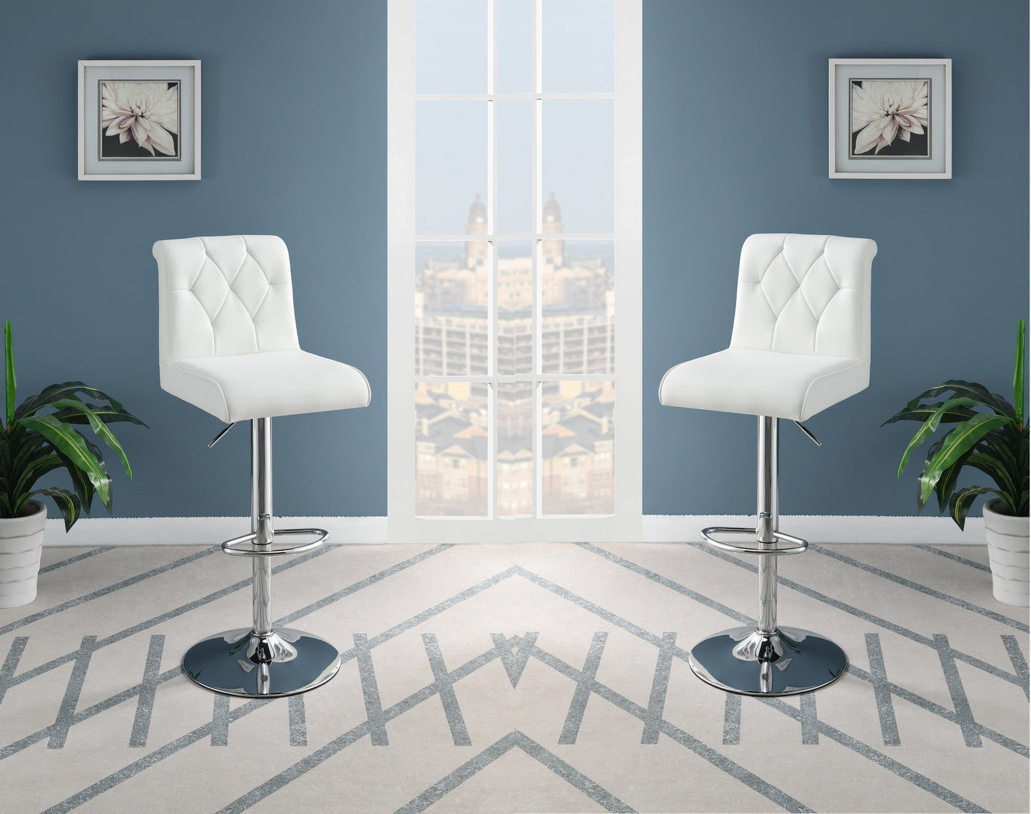 1st Choice Modern Adjustable Bar Stool Lift Chair White Faux Leather
