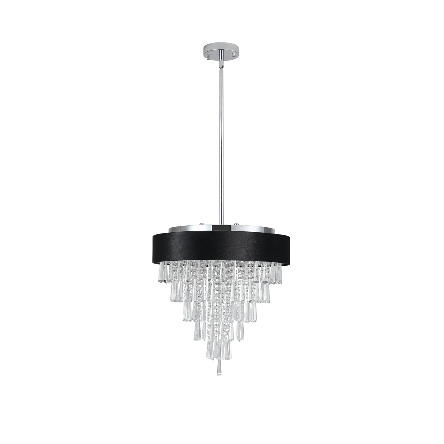 18 - inch Modern Crystal Chandelier with Black Imitation Velvet Anti - Glare Shade, Adjustable Height, 8 - Light G9 Base for Dining Room, Living Room, or Bedroom (Bulb Not Included) - 1st Choice Furniture Direct