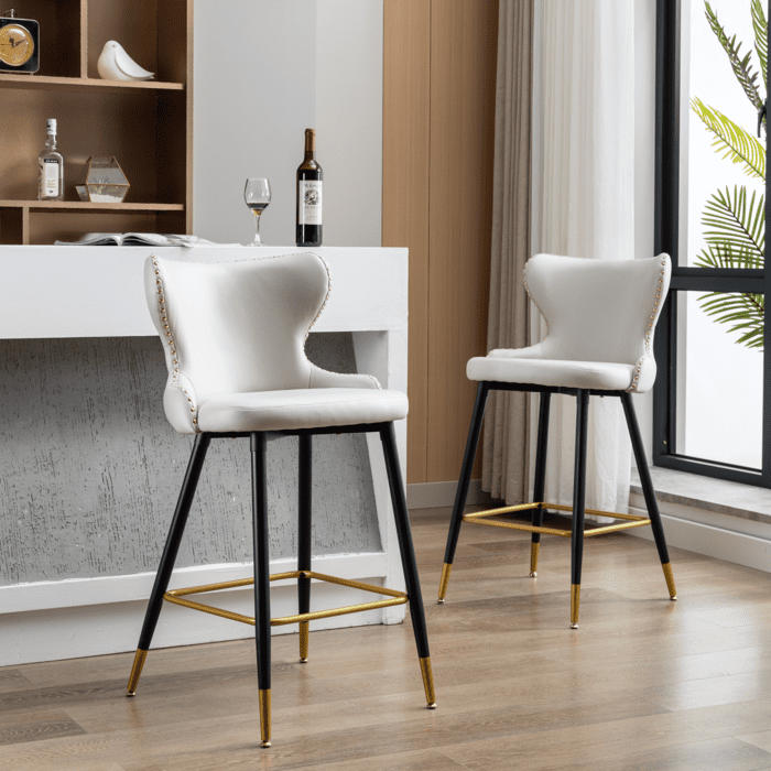 1st Choice Furniture Direct Bar Stool Set 1st Choice Modern Counter Height Barstools in Copper Nails (Set of 2)
