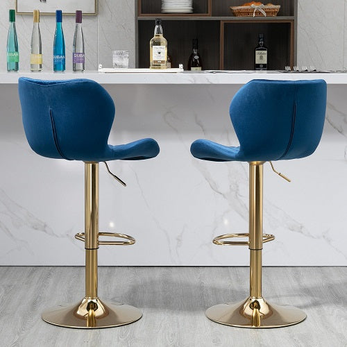 1st Choice Furniture Direct Bar Stool (Set of 2) 1st Choice Dark Blue Velvet Swivel Bar Stools - Set of 2