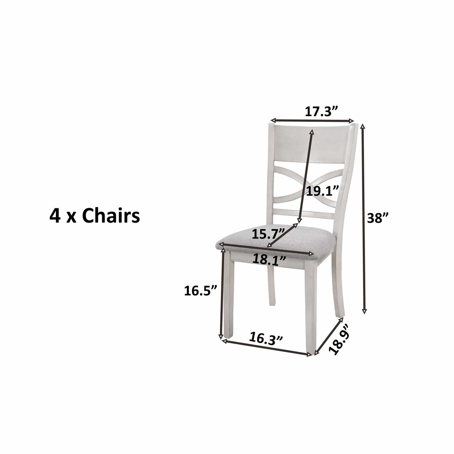 1st Choice Furniture Direct Dining Chair Set 1st Choice Rustic Wood 4-Piece Kitchen Chairs in Light Grey+White