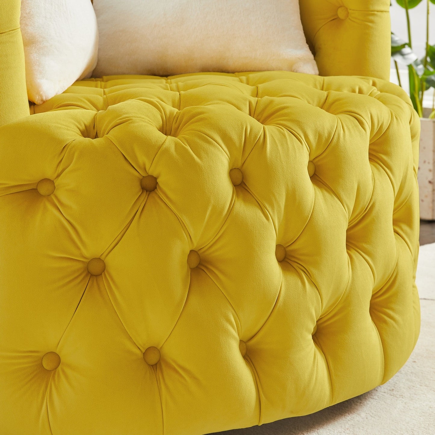 1st Choice Furniture Direct Indoor Swivel Chair 1st Choice Swivel Barrel Chair with Shell Back & Velvet Upholstery