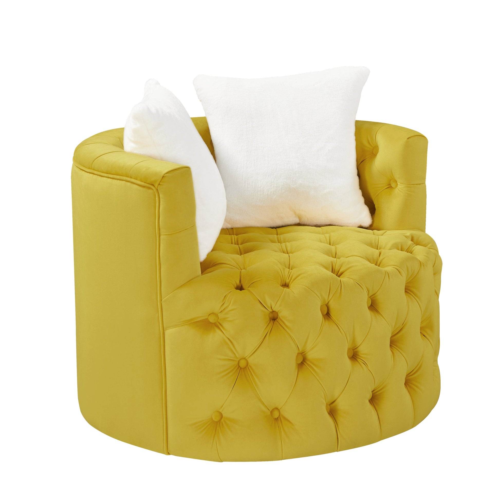 1st Choice Furniture Direct Indoor Swivel Chair 1st Choice Swivel Barrel Chair with Shell Back & Velvet Upholstery