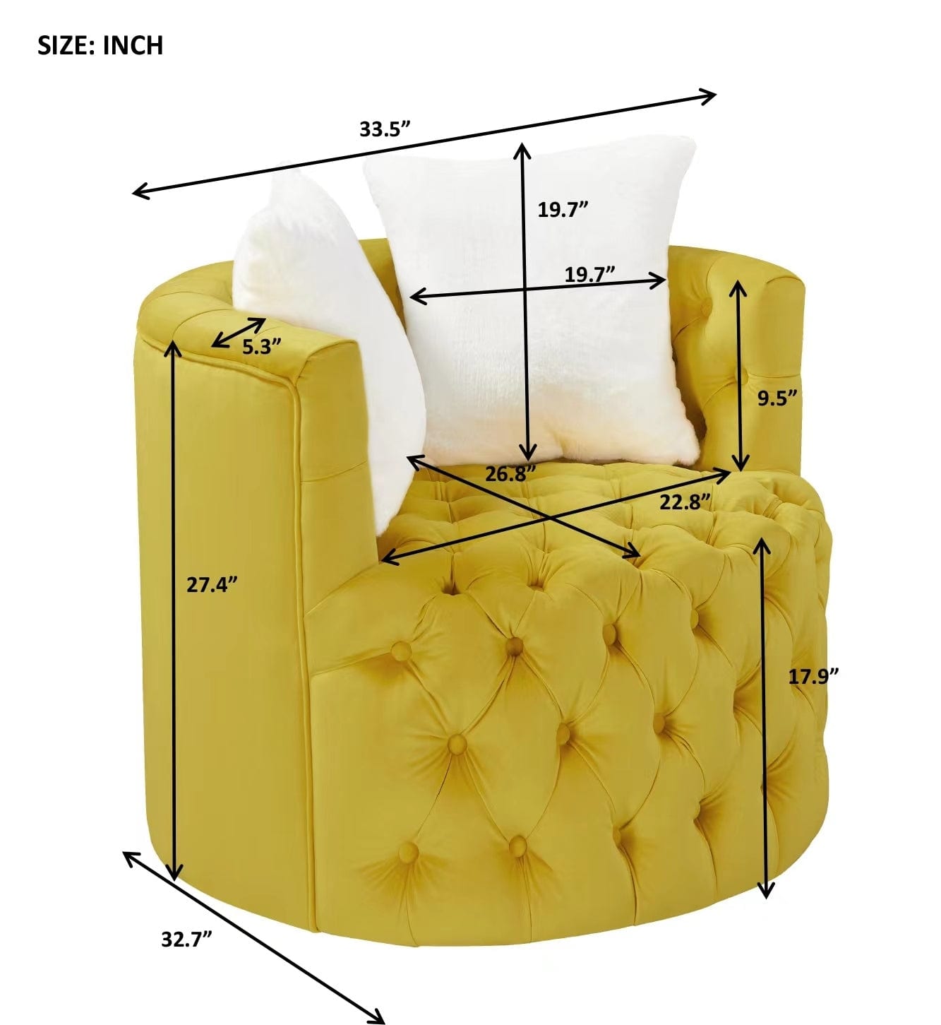 1st Choice Furniture Direct Indoor Swivel Chair 1st Choice Swivel Barrel Chair with Shell Back & Velvet Upholstery