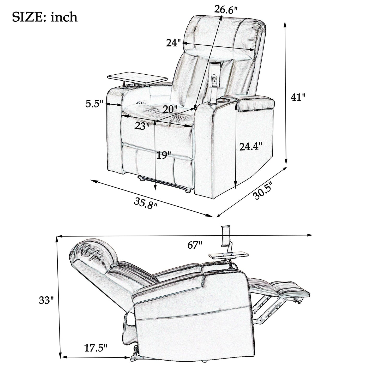 1st Choice Furniture Direct Power Motion Recliner 1st Choice Home Theater Motion Recliner with USB Port & Hidden Storage