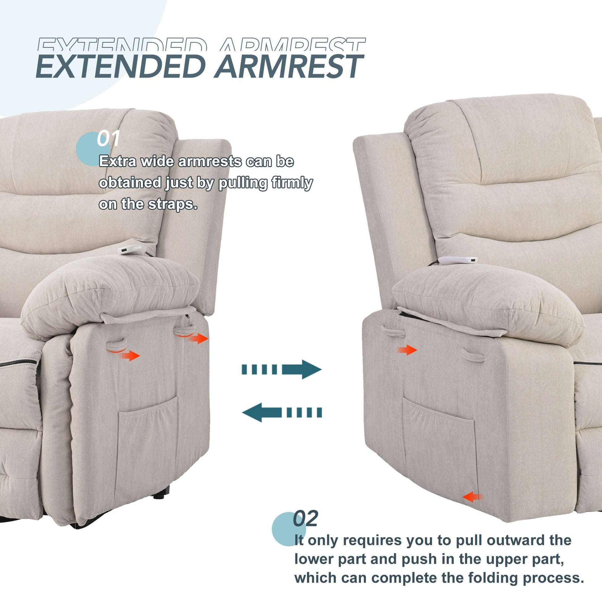 1st Choice Furniture Direct Power Motion Recliner 1st Choice Power Recliner Lift Chair for Living Room in Beige Finish