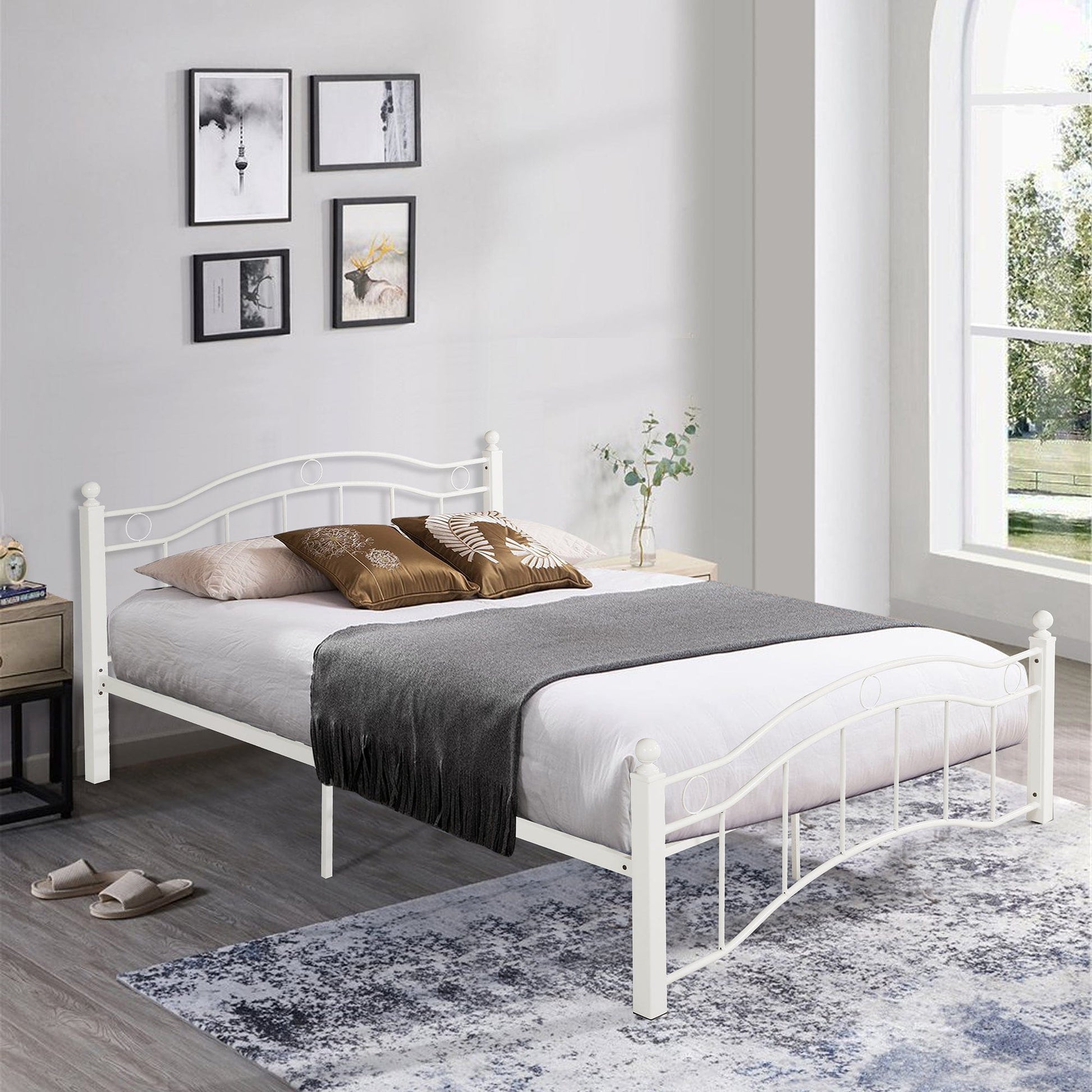 1st Choice Furniture Direct Queen Bed 1st Choice Stylish White Metal Bed Frame for Queen Size Mattress