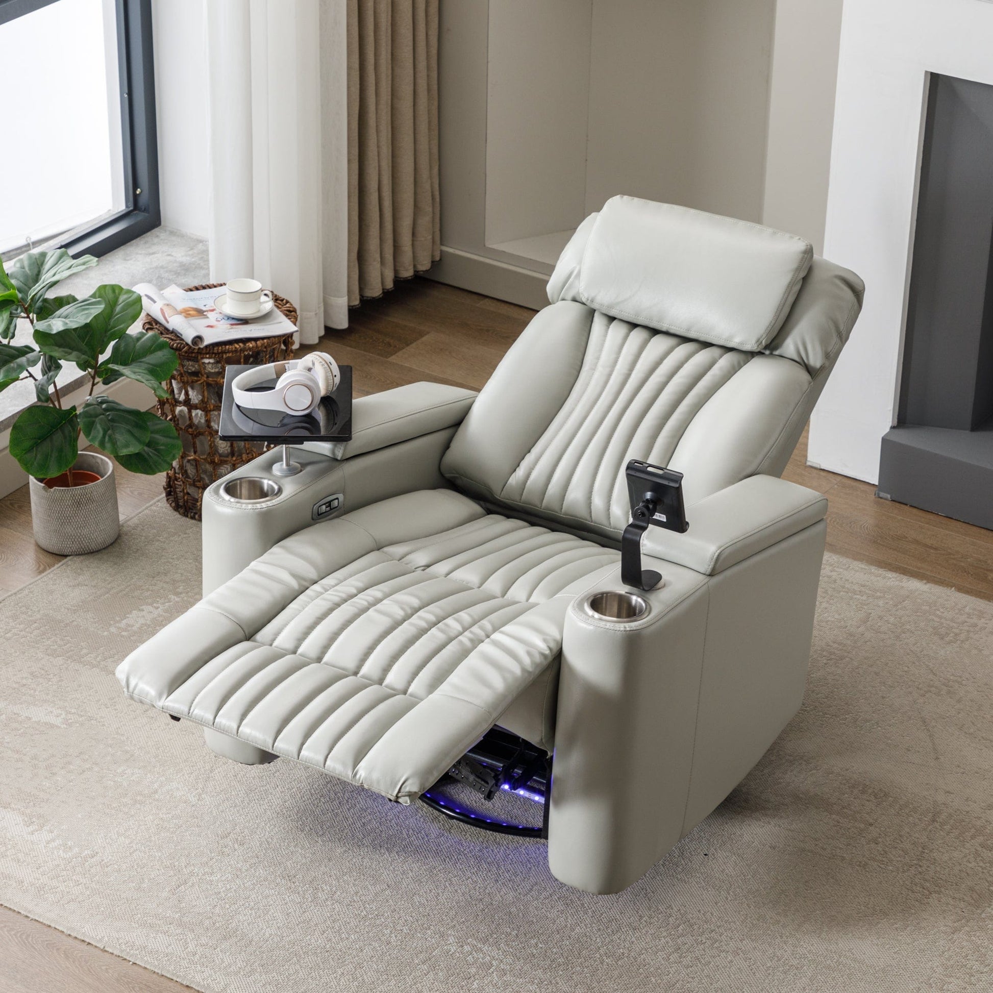 1st Choice Furniture Direct Recliner Chair 1st Choice Modern LED Power Recliner with Storage and Phone Holder