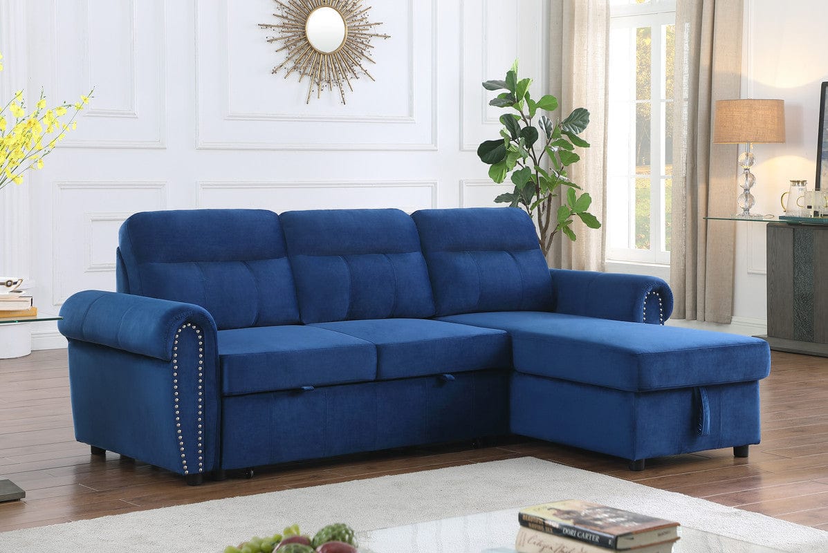 Blue velvet online sectional sleeper