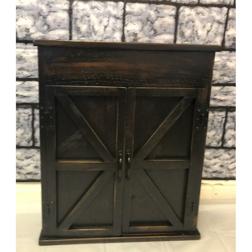 2-Daydesign Dart Board Cabinet ANTIQUE BLACK 2 Day Designs Mission Dart Board Cabinet Set Reclaimed Wood
