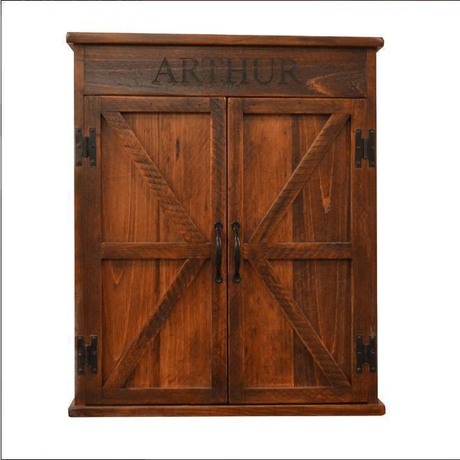 2-Daydesign Dart Board Cabinet PINE 2 Day Designs Mission Dart Board Cabinet Set Reclaimed Wood