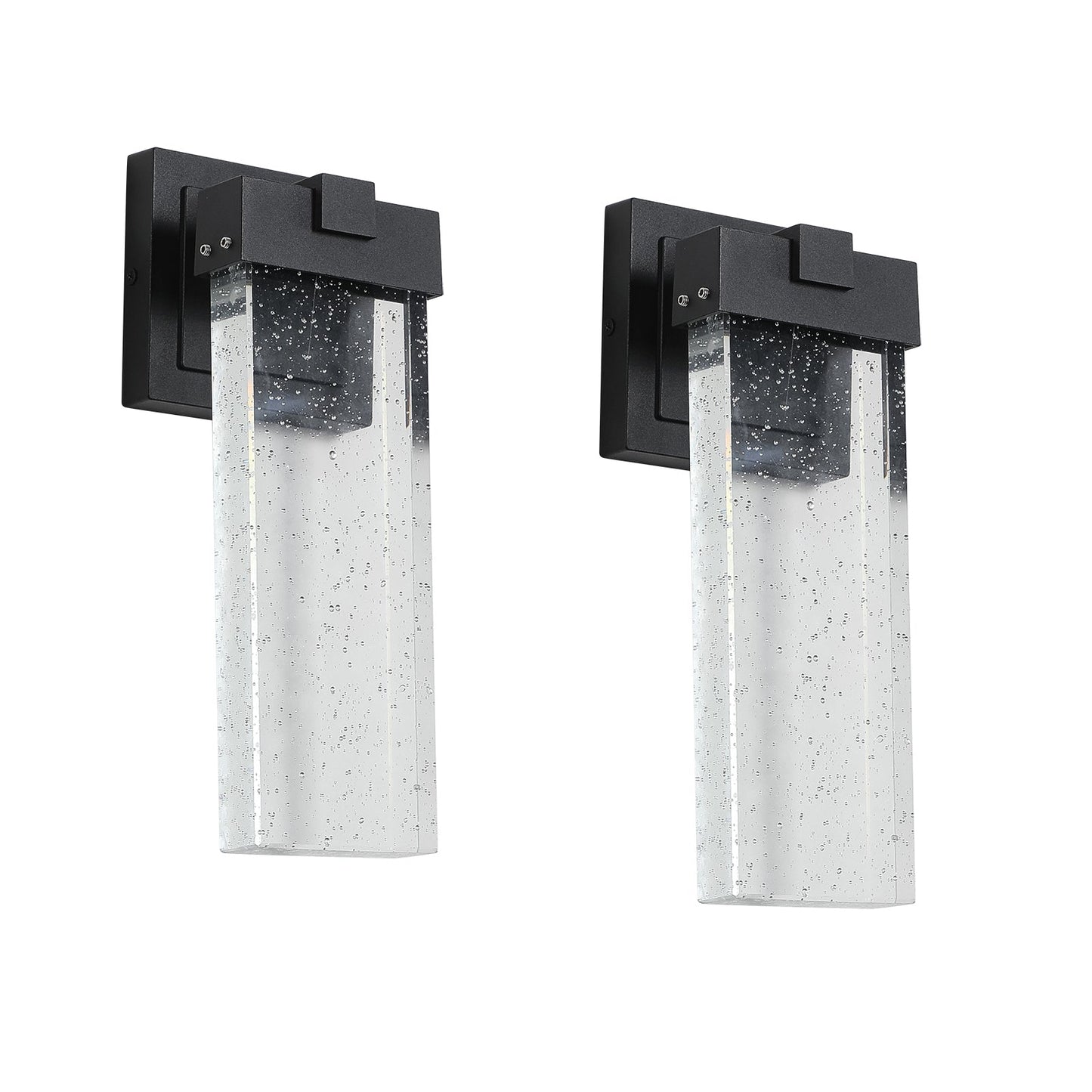 2 - Pack Outdoor Wall Light Fixture, Weatherproof LED Wall Sconce with Bubble Crystal and Light Sensor - 12W Per Lamp - 1st Choice Furniture Direct