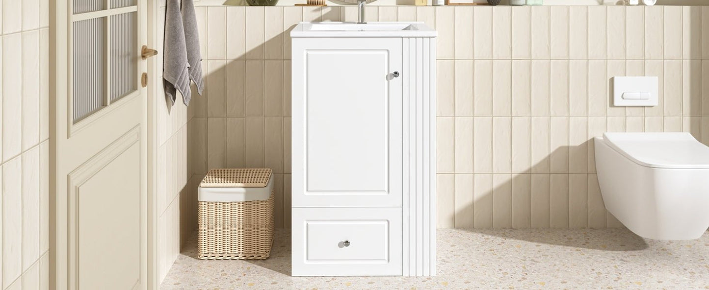 20" White Bathroom Vanity with Ceramic Sink | Freestanding Vanity - 1st Choice Furniture Direct