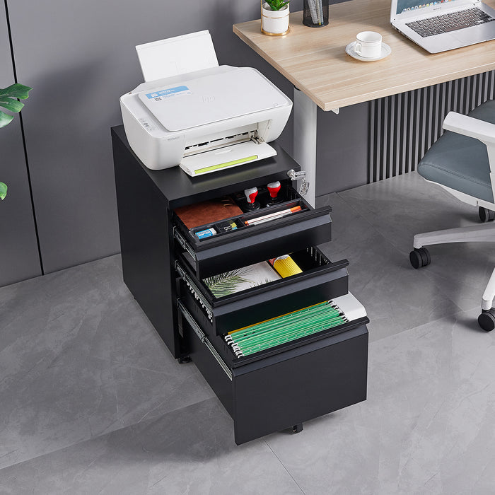 1st Choice 3-Drawer Mobile File Cabinet with Lock Office Storage Filing Cabinet