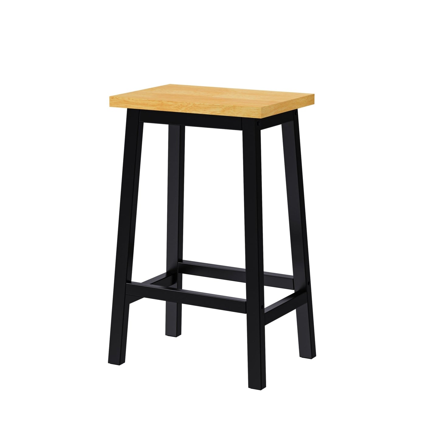 25.6” Counter Height Farmhouse Bar Stools Set of 2 | Solid Wood Black Kitchen Stools - 1st Choice Furniture Direct