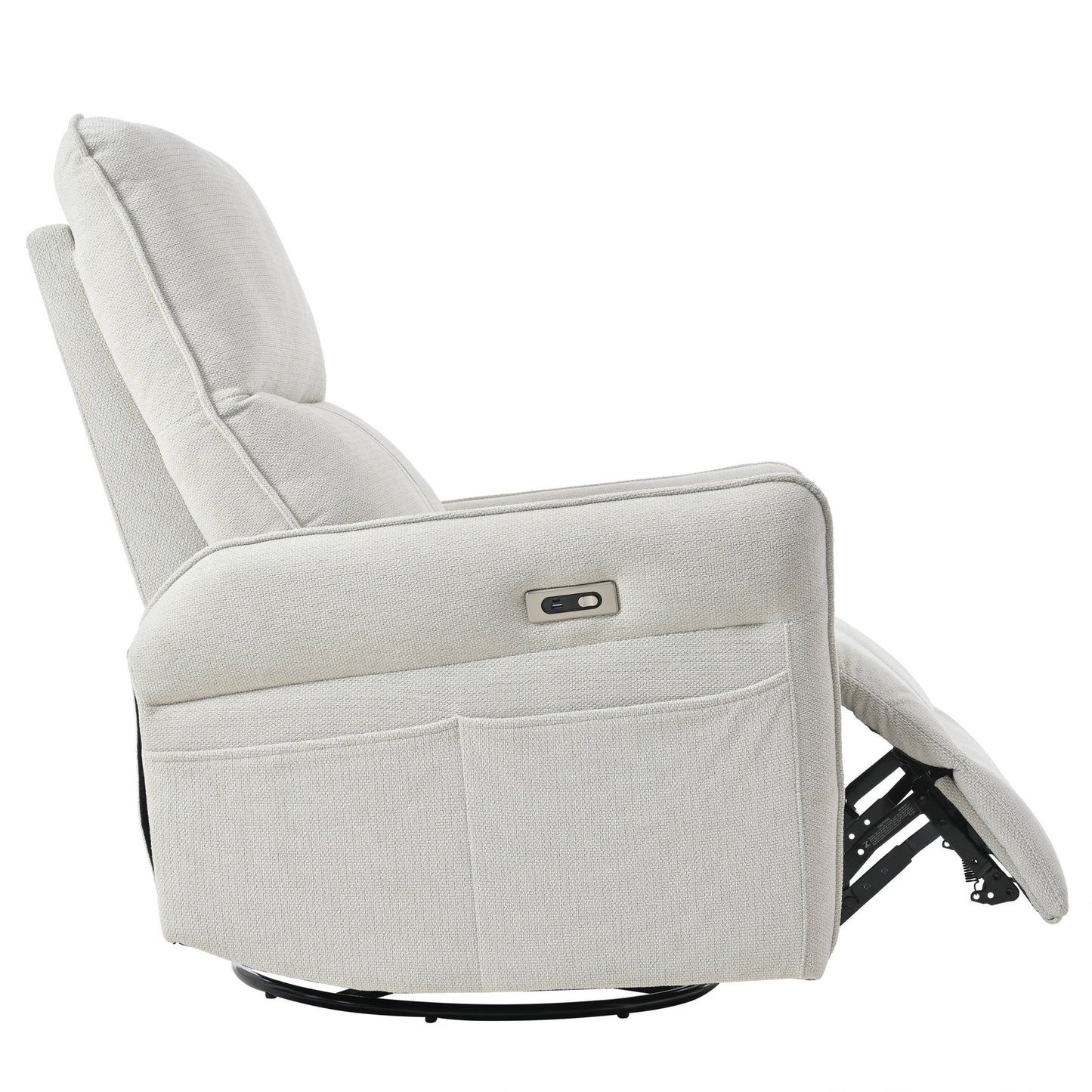 270° Power Swivel Rocker Recliner Chair for Adults, Swivel Rocking Recliner Chair,Electric Small Recliners for Small Spaces, Single Sofa Recliner for Living Room, Bedroom,RV (Fabric Gray+270°Swivel) - 1st Choice Furniture Direct