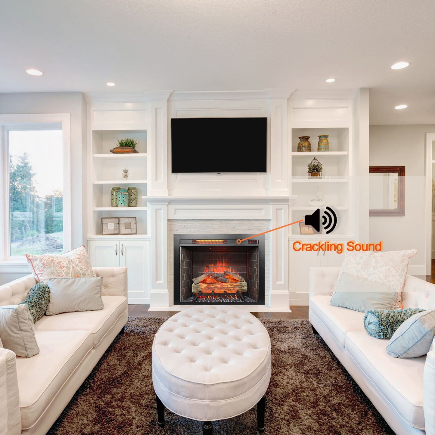 28 inch Infrared Electric Fireplace Insert, Touch Panel Home Decor Heater, Smokeless Firebox With fixed Trim Kit.With Crackling Sound - 1st Choice Furniture Direct
