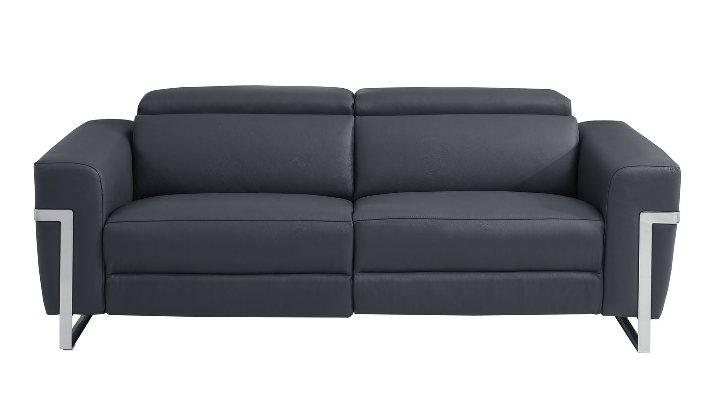 1st Choice Global United Top Grain Italian Leather Sofa with Power Recliner