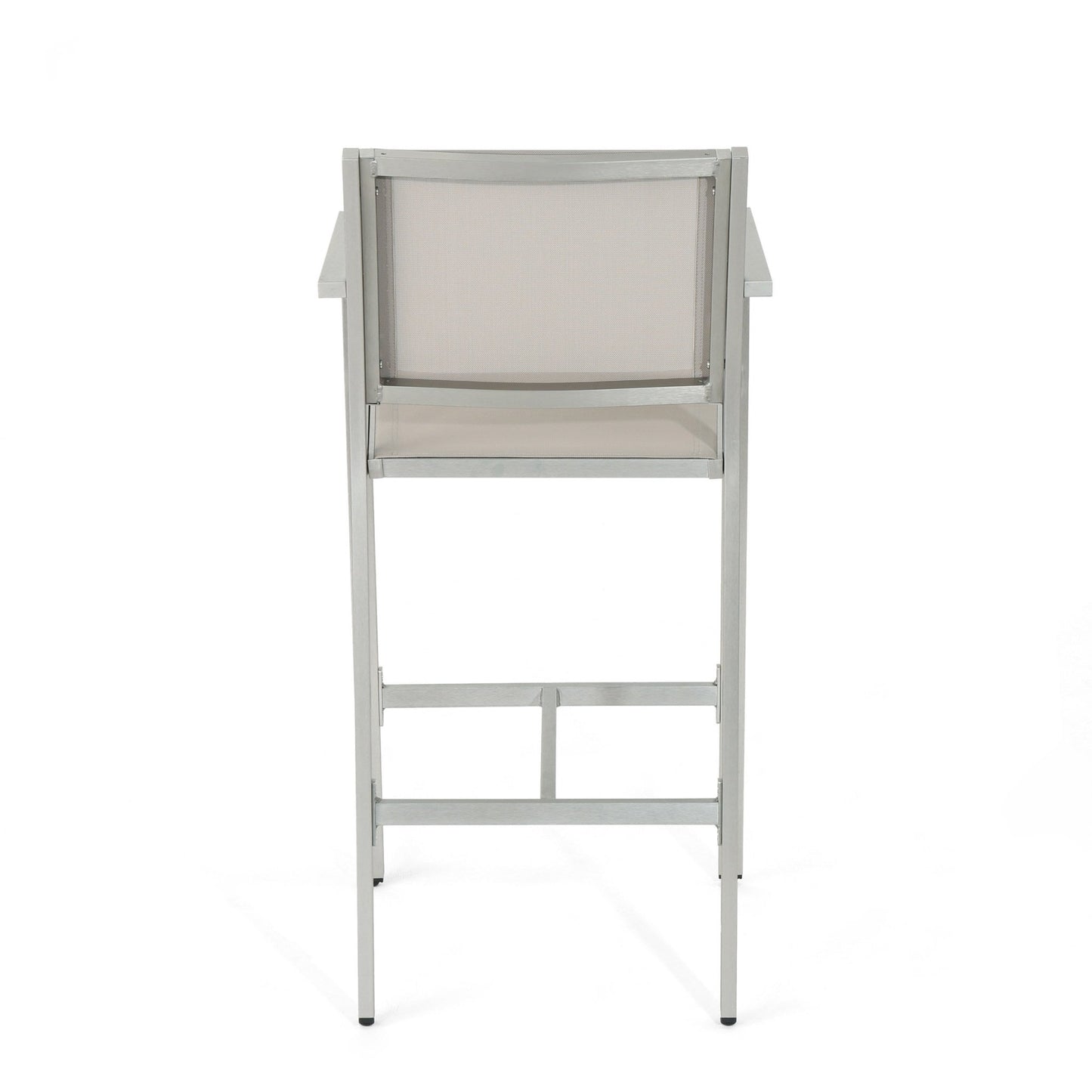 29.5' Outdoor Rust - Proof Aluminum Barstools with Grey Mesh Backrest and Seat, Set of 2 - 1st Choice Furniture Direct