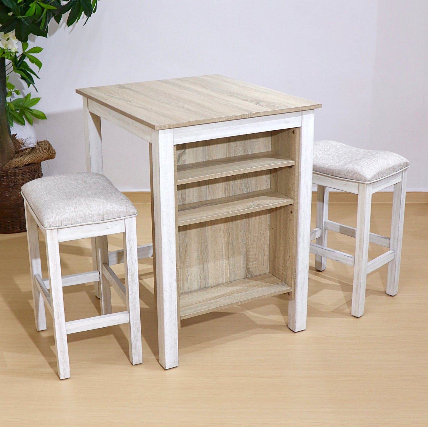 3 Pieces Counter Set Storage Space For Small Space Modern Farmhouse Design Retro Design Easy to Assembly - 1st Choice Furniture Direct