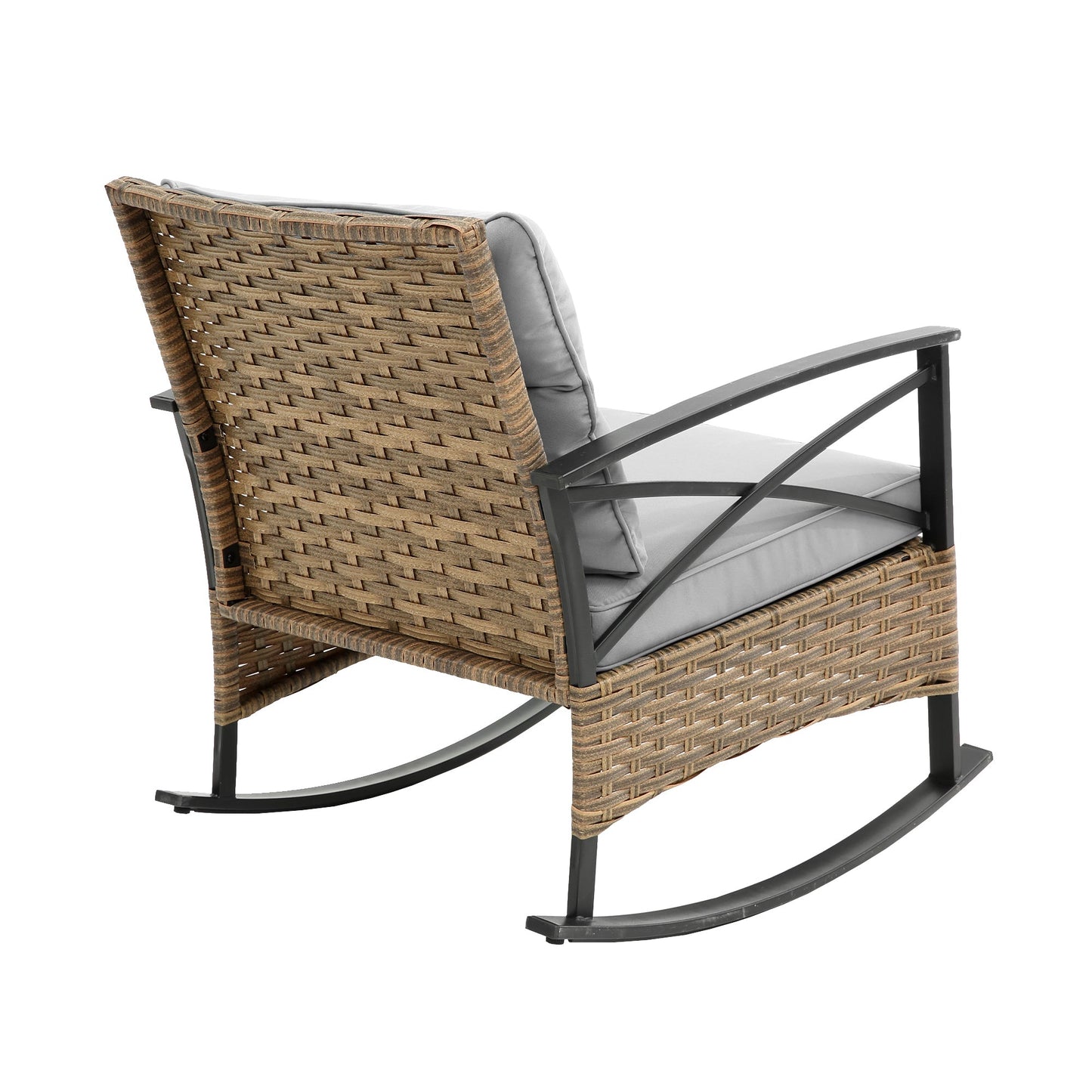 3pcs rocking rattan set wholesale leisure chair outdoor rattan rocking chair set grey - 1st Choice Furniture Direct