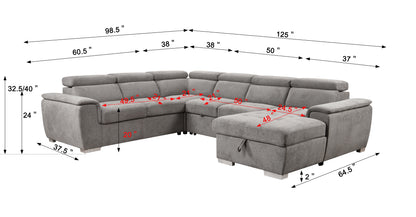 1st Choice Modern 7-seat Sectional Sofa Couch with Adjustable Headrest