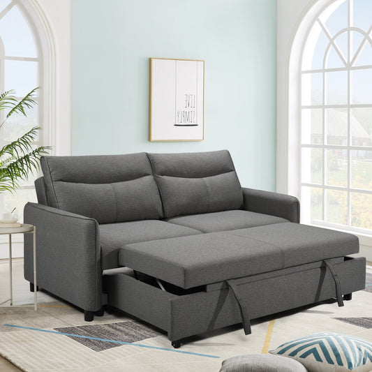 1st Choice Modern Fabric 3 in 1 Convertible Sleeper Sofa Bed in Grey