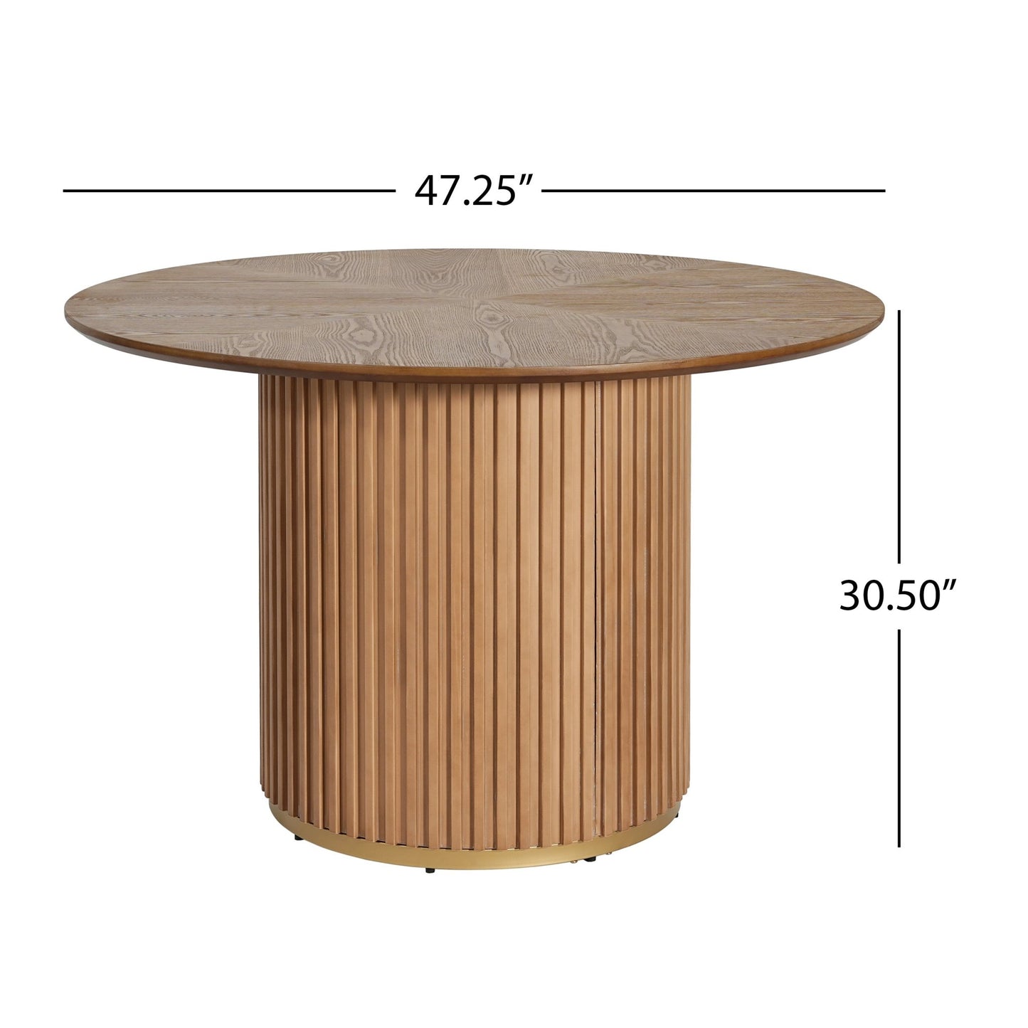 47-Inch Round Natural Pedestal Dining Table - 1st Choice Furniture Direct