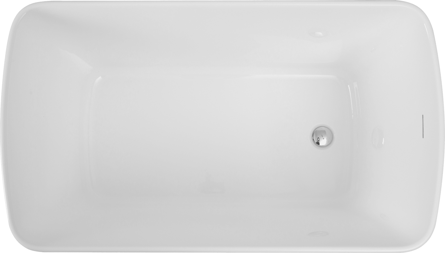 49'' Acrylic Freestanding Soaking Bathtub, Square - shape Japanese Soaking Hot Tub with Chrome Overflow and Drain, Glossy Black 24A01 - 49B - 1st Choice Furniture Direct