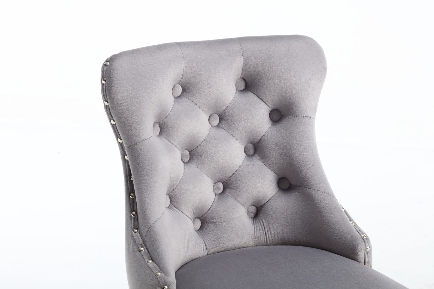 1st Choice Set of 2 Modern Swivel Velvet Rivet Trim Gray Bar Stools