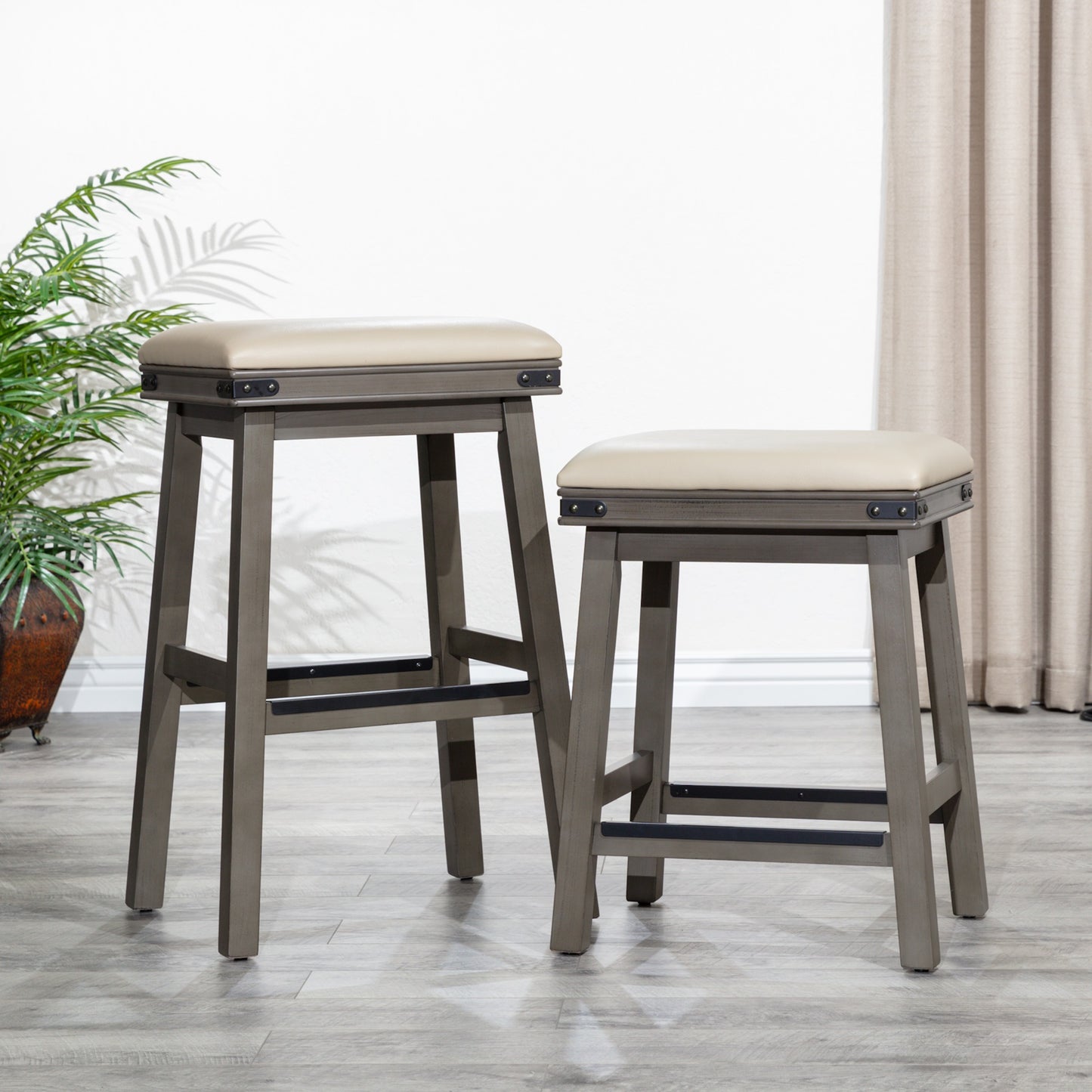 1st Choice Stylish Weathered Gray Bar Stool - French Gray Bonded Leather