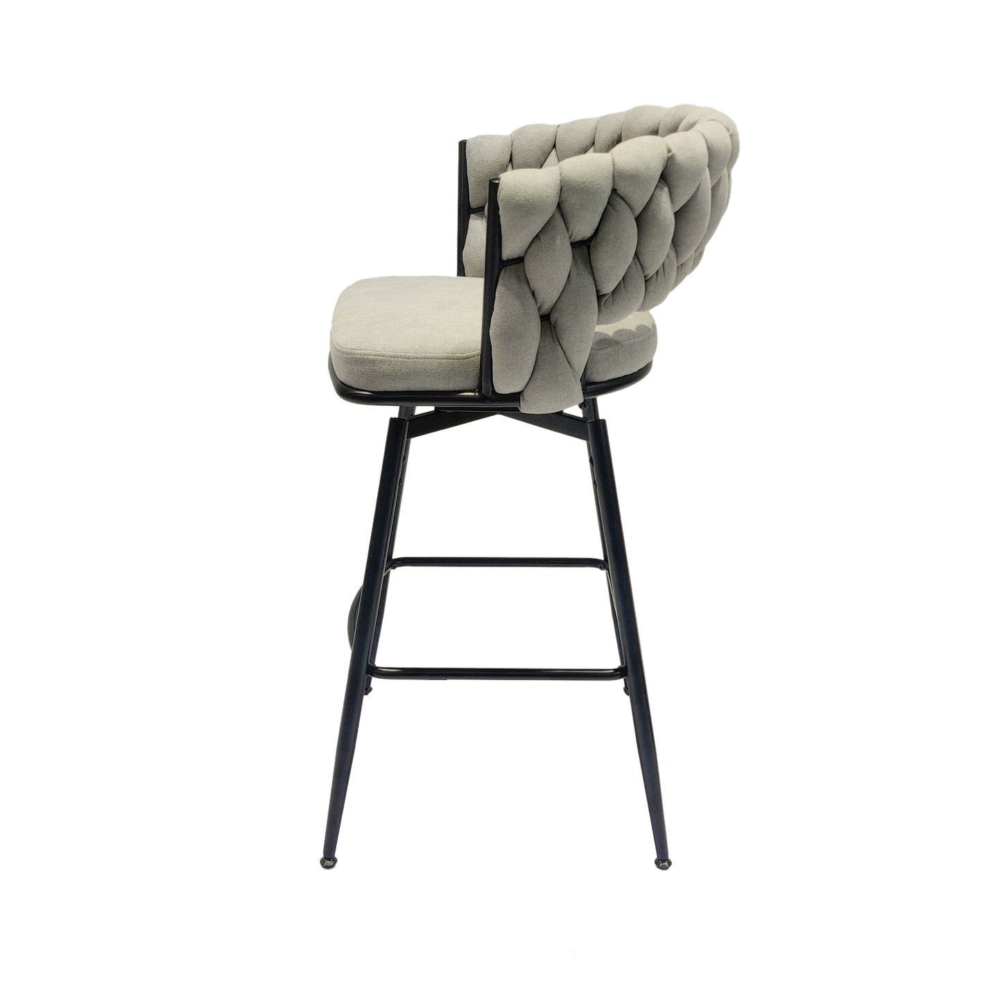 1st Choice Luxurious Grey Linen Swivel Bar Stools with Back Footrest