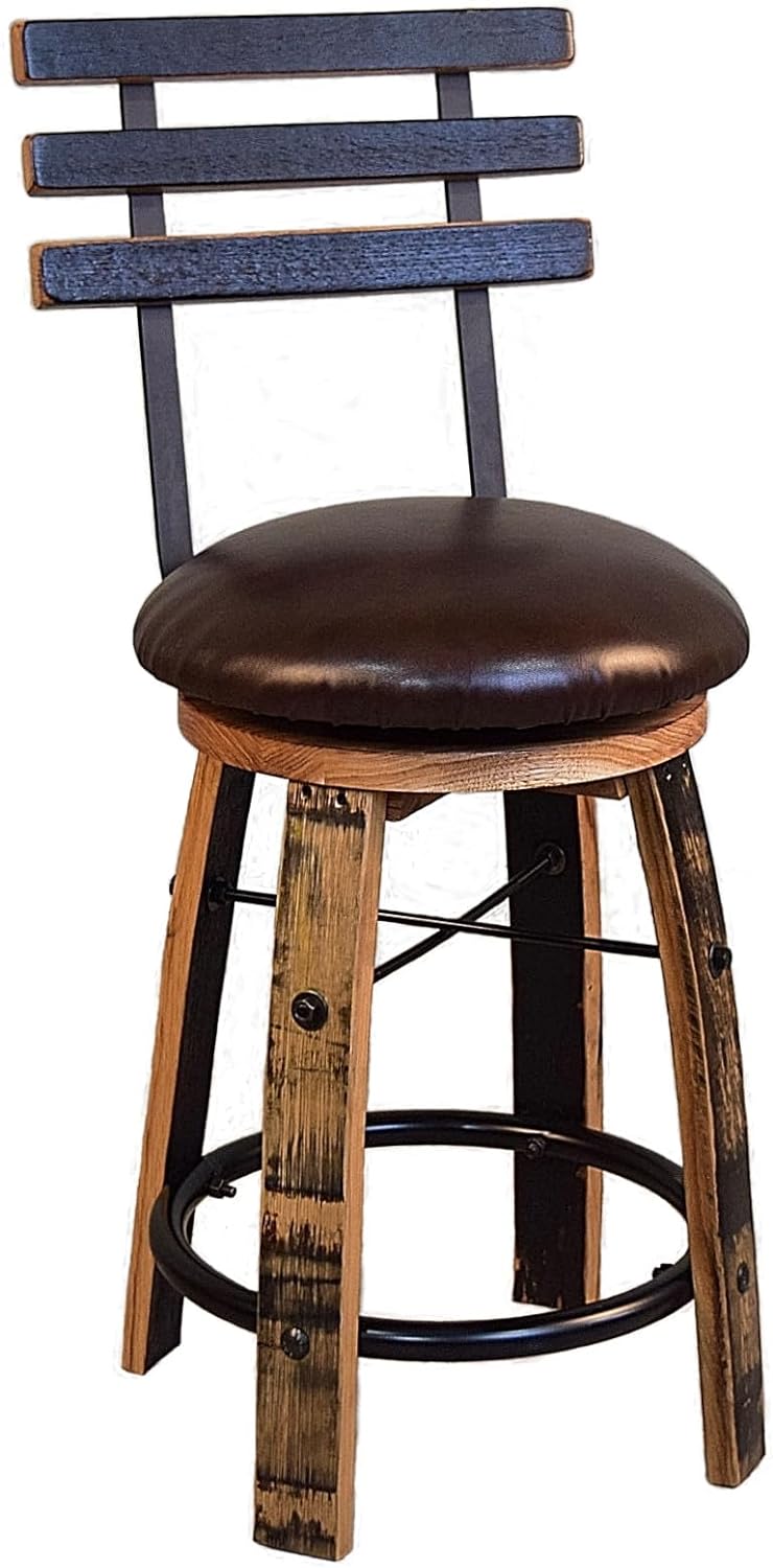 William Sheppee Shooters Whiskey Barrel Swivel Reverse Stave Leg Stool - 1st Choice Furniture Direct