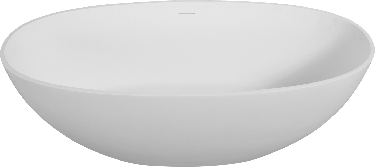 65' Freestanding Solid Surface Bathtub, Luxury Handcrafted Stone Resin Freestanding Soaking Bathtub with Overflow and Pop - up Drain, Matte White 24S06 - 65MW - 1st Choice Furniture Direct