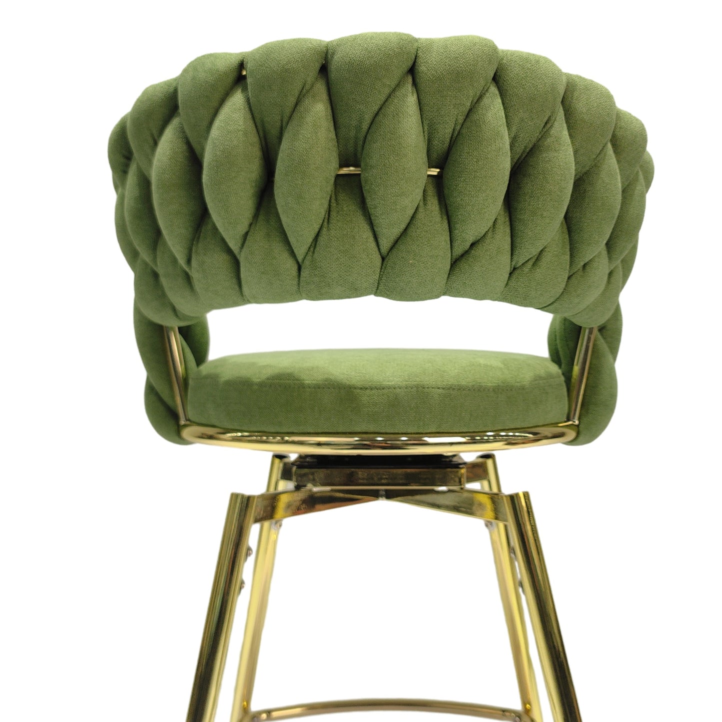 1st Choice Luxurious Green Linen Bar Stools in Golden legs