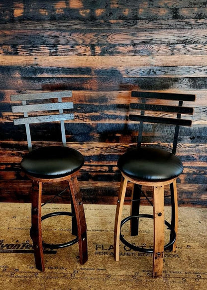 William Sheppee Whiskey Barrel Bar and Counter Stools 30" & 26" Seat