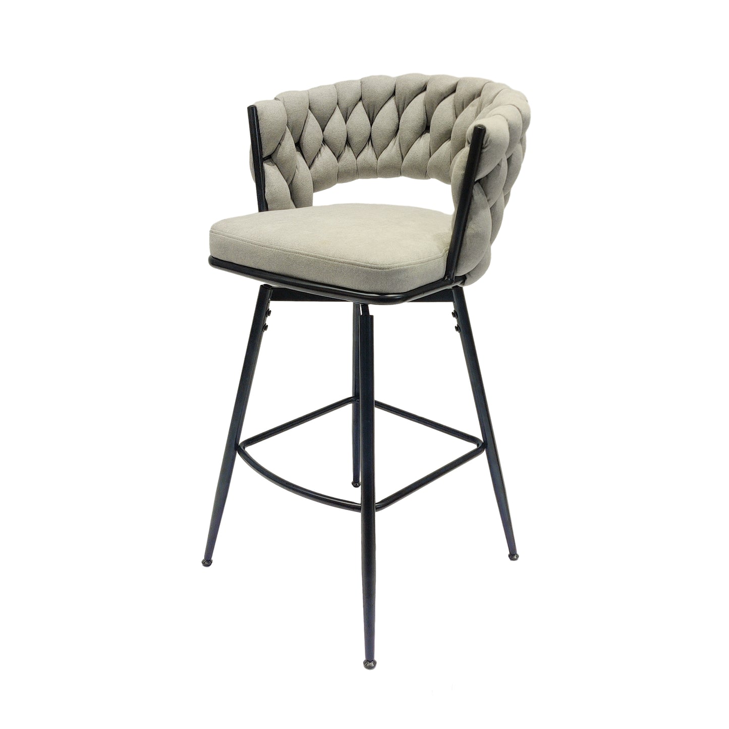 1st Choice Luxurious Grey Linen Swivel Bar Stools with Back Footrest