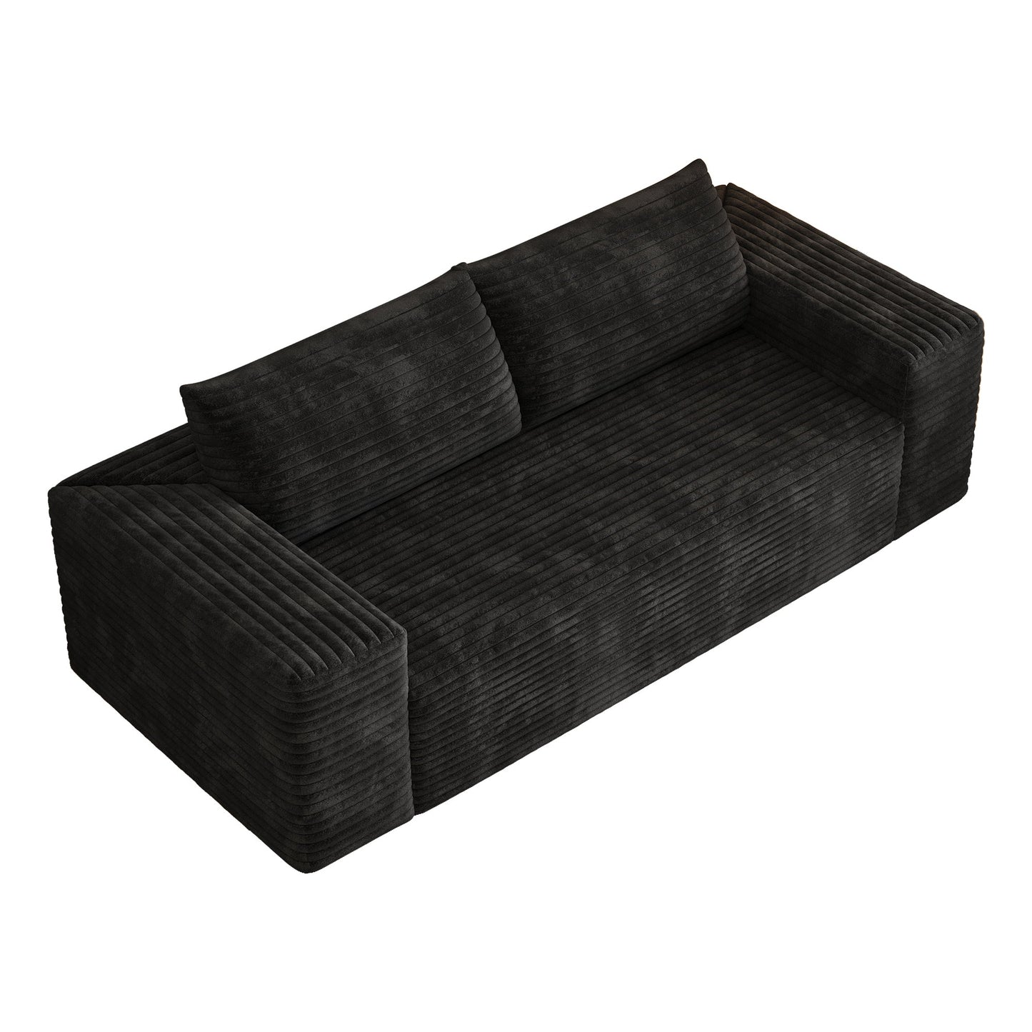 78.8' 3Setaser Sofa,Corduroy Fabric,Deep Seat Couches,Comfy Loveseat Sofa,No Assembly,1pcs for Living room, Bedroom,Conference room ,Apartment,Black - 1st Choice Furniture Direct