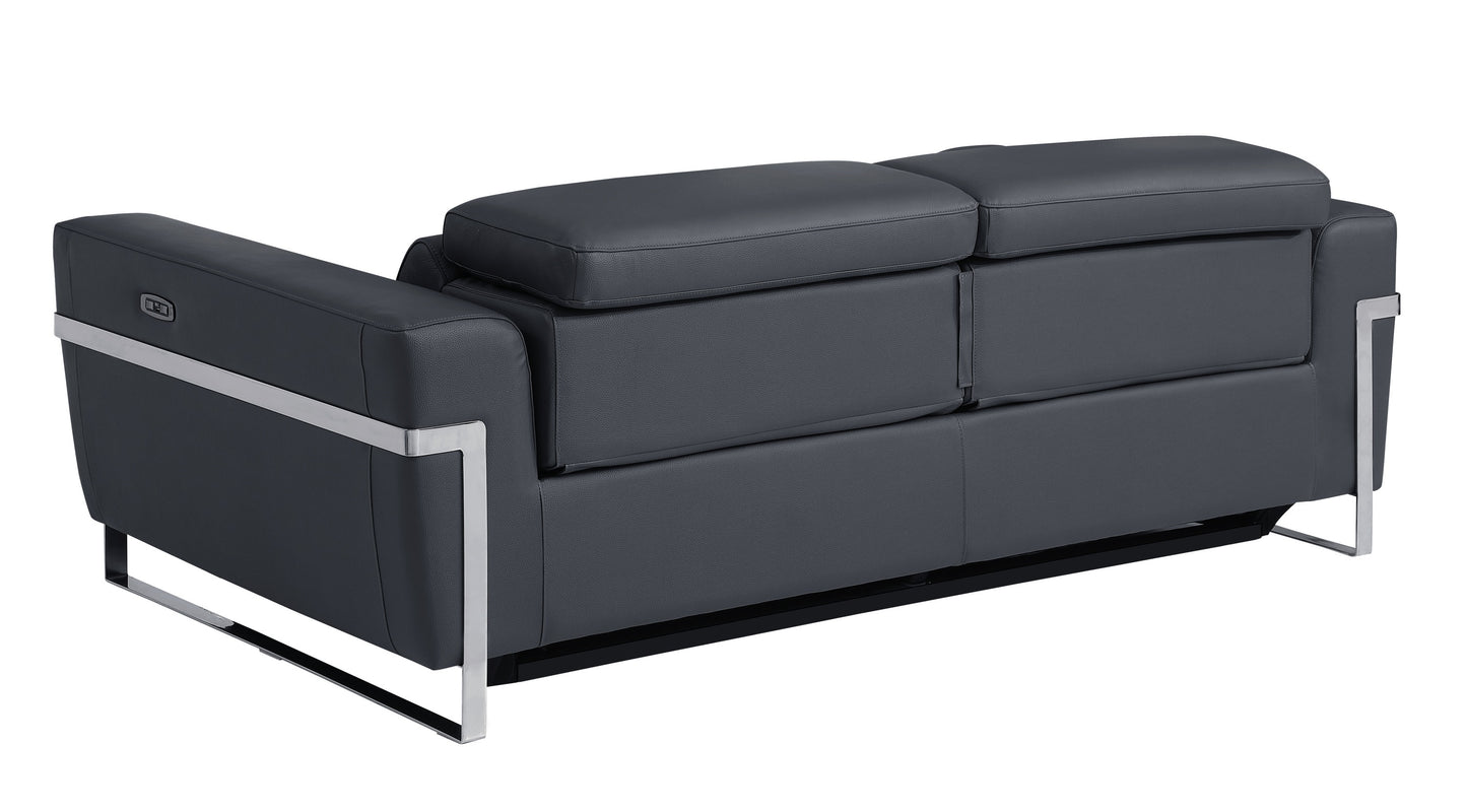 1st Choice Global United Top Grain Italian Leather Sofa with Power Recliner