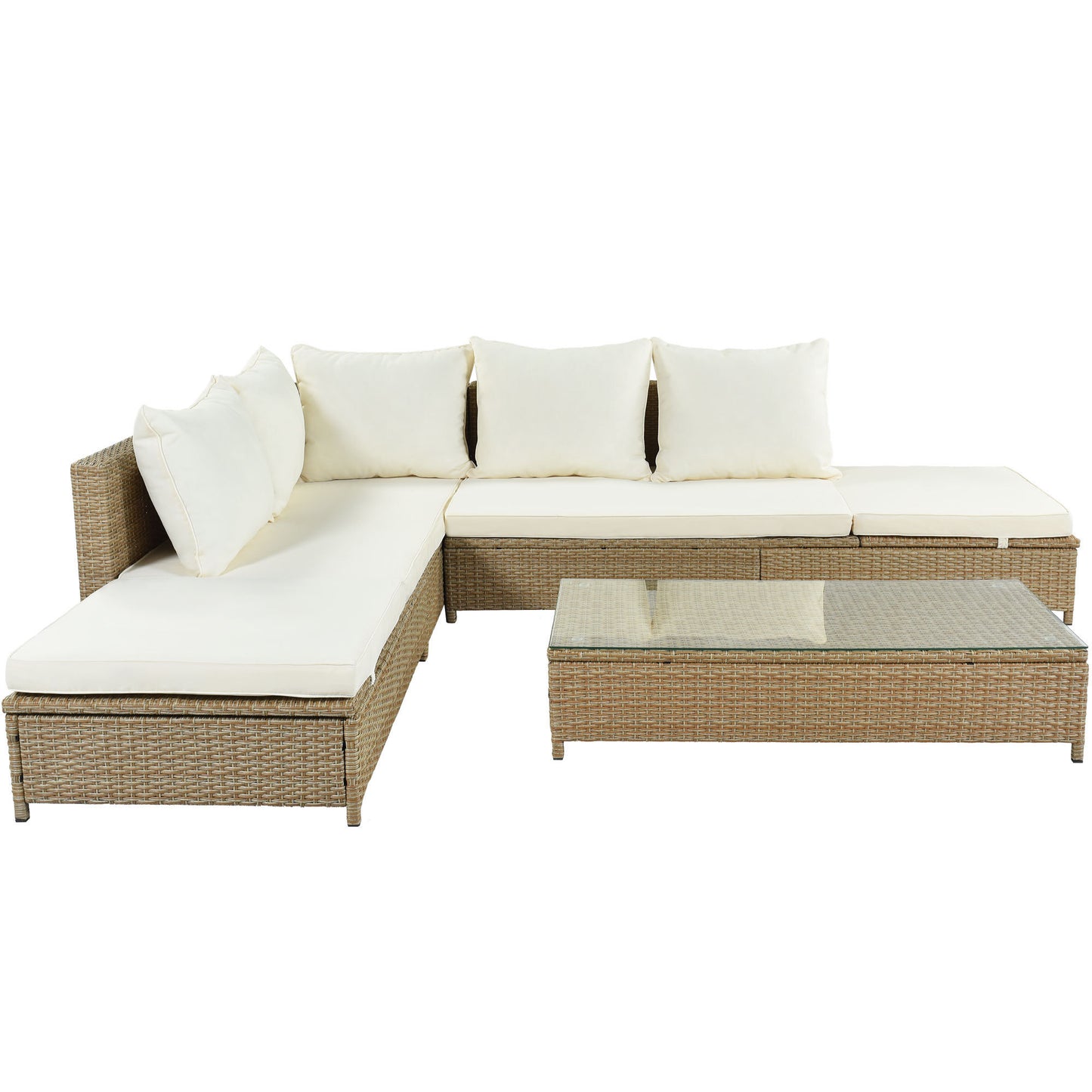 1st Choice  3-Piece All-Weather Sofa Set with Tempered Glass Table