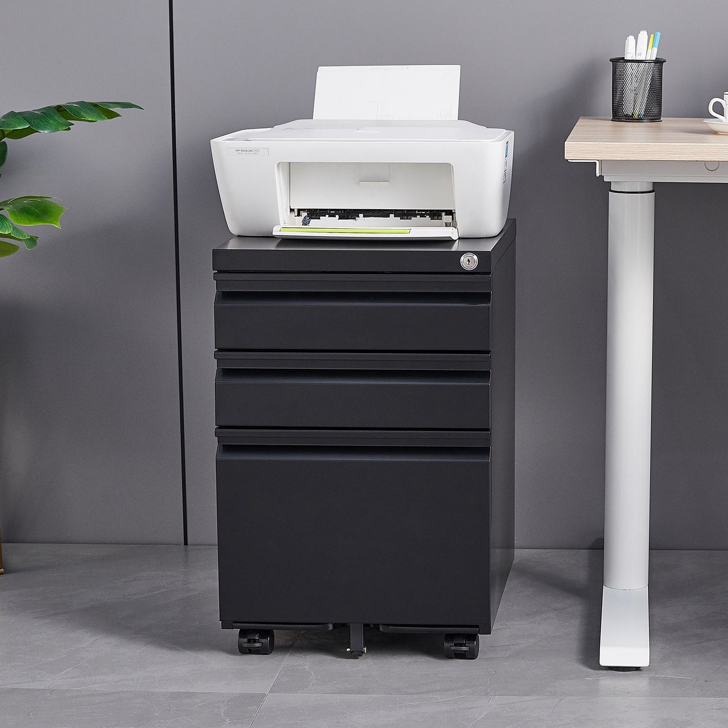 1st Choice 3-Drawer Mobile File Cabinet with Lock Office Storage Filing Cabinet