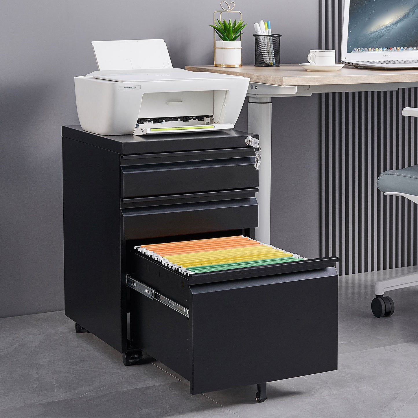 1st Choice 3-Drawer Mobile File Cabinet with Lock Office Storage Filing Cabinet