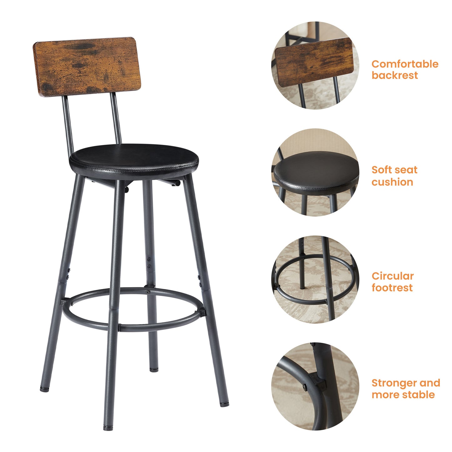 1st Choice Modern Long Bar Table Set w/ 3 PU Upholstered Bar Stools