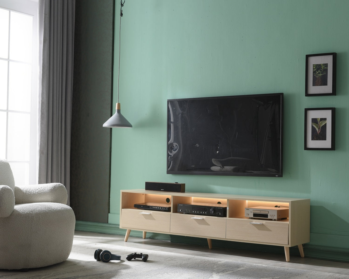 1st Choice Modern LED TV Stand LED Entertainment Center with Storage