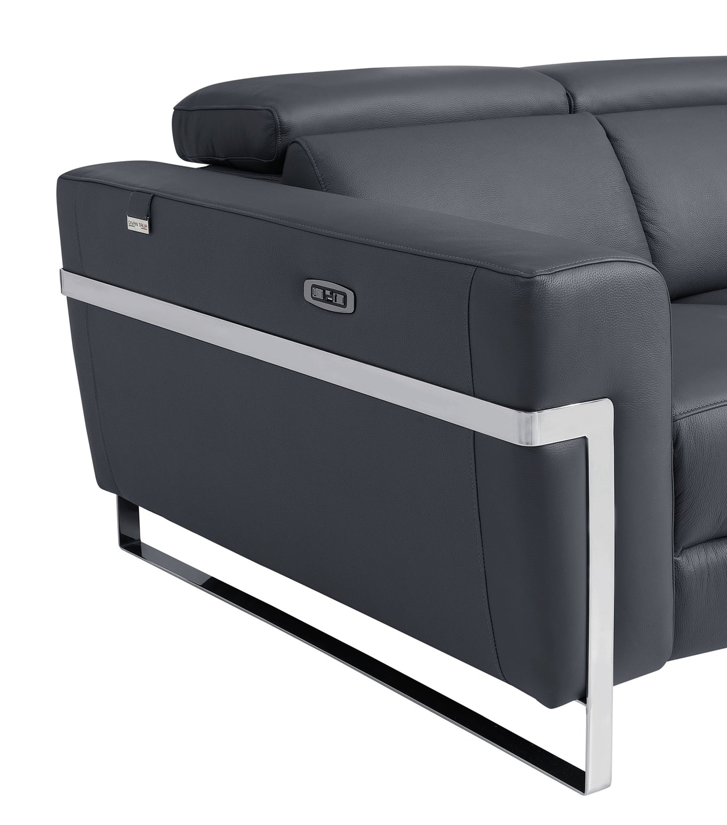 1st Choice Global United Top Grain Italian Leather Sofa with Power Recliner