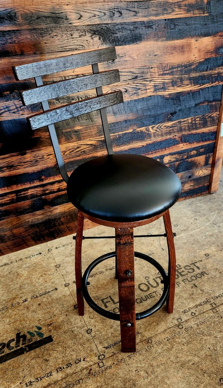 William Sheppee Reverse Leg Stool with swivel cushioned seat 16" round 30"