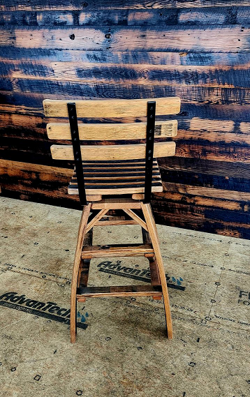 William Sheppee Premium Quality Rustic Swivel Bar Stool with Back